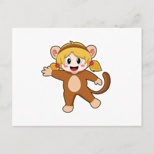 Carte Postale Fille en costume de singe
