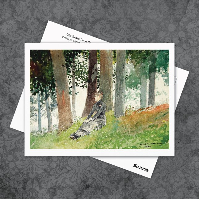 Carte postale Fille en paysage boisé Winslow Homer (Créateur téléchargé)