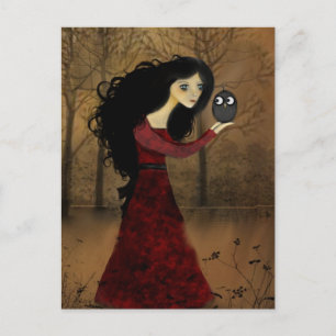 Carte postale Fille et hibou