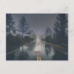 Carte Postale Fille Fantôme Road Nuit Halloween Horreur d'horreu