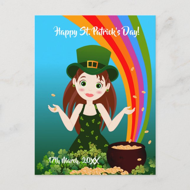 Carte Postale Fille fête son anniversaire sur Saint Patrick's (Devant)