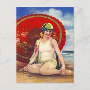 Carte postale Fille Fille Plage Flacon Asiatique P