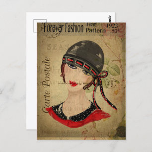 Carte Postale Fille Flapper Art Déco