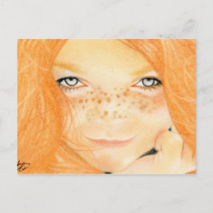 Carte postale fille irlandaise Freckles
