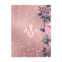 Fille jamais ROSEGOLD Bleu rose Floral MONOGRAS