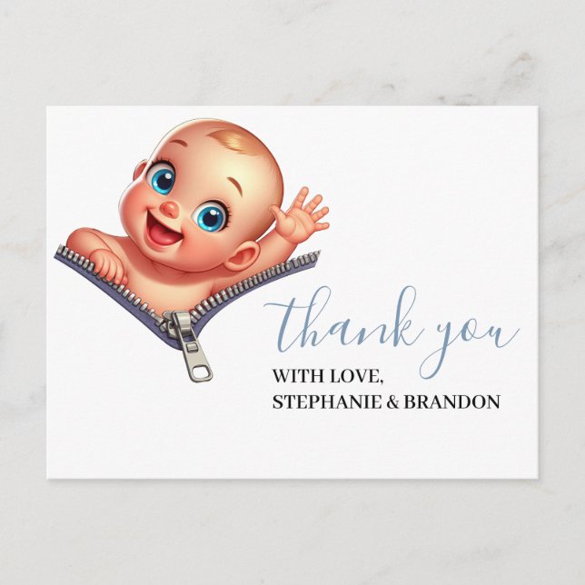 Carte Postale Fille Jeter dehors Baby shower Merci blanc (Devant)