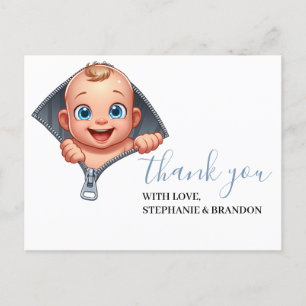Carte Postale Fille Jeter dehors Baby shower Merci blanc