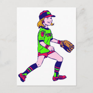 Carte Postale Fille Jouant Au Baseball