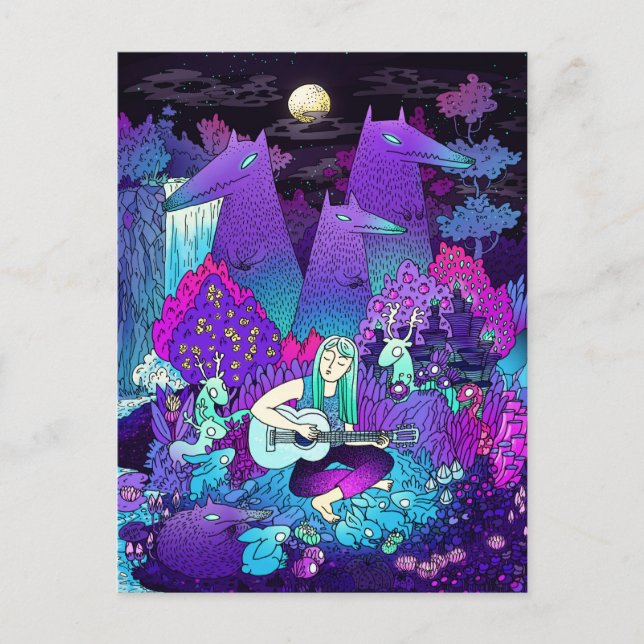 Carte Postale Fille jouant de la guitare (Devant)