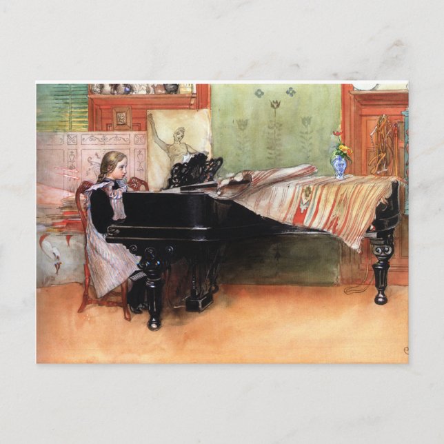 Carte Postale Fille Jouant Piano (Devant)