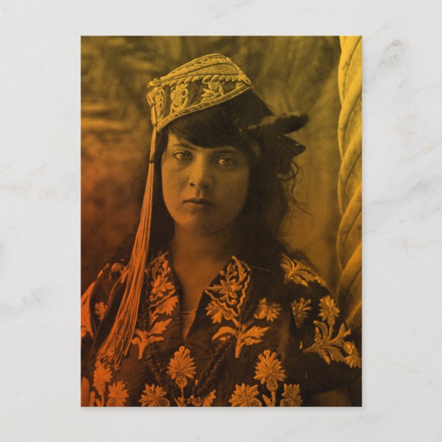 Carte Postale Fille juive tunisienne dorée du Maghreb Djerba Fem (Devant)