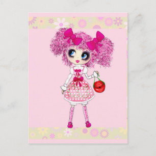Carte Postale Fille Kawaii anniversaire - personnalisé