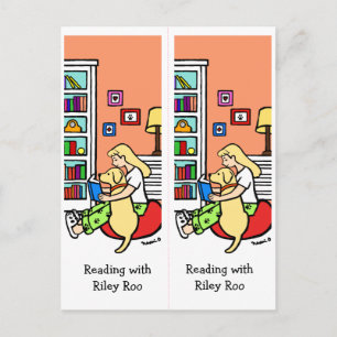 Carte Postale Fille lisant avec des signets de livre Retriever j