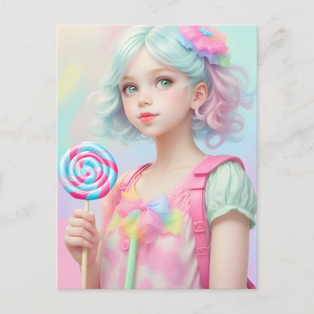Carte Postale Fille Lollipop (Devant)
