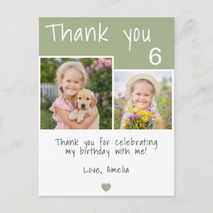 Carte Postale Fille Moderne Sage 2 Photo Anniversaire Merci