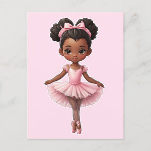 Carte Postale Fille noire Ballerina Rose Ballet