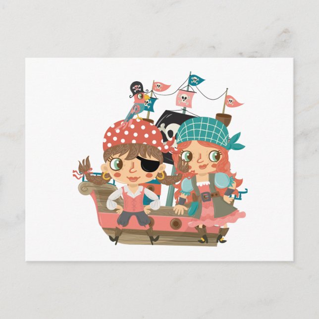 Carte Postale Fille Pirates (Devant)