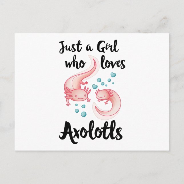 Carte Postale Fille qui aime Axolotls mignonne Axolotl Cadeau Fe (Devant)