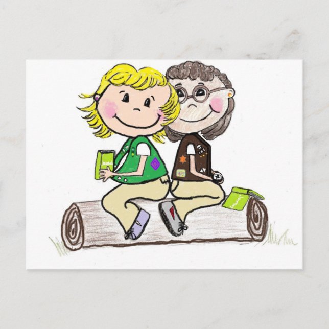 Carte Postale Fille Scout Junior Brownie Extérieur (Devant)