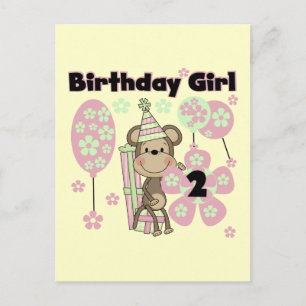 Carte Postale Fille Singe Avec Cadeaux 2e T-shirts d'anniversair