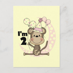Carte Postale Fille singe en Casquette de fête 2e anniversaire