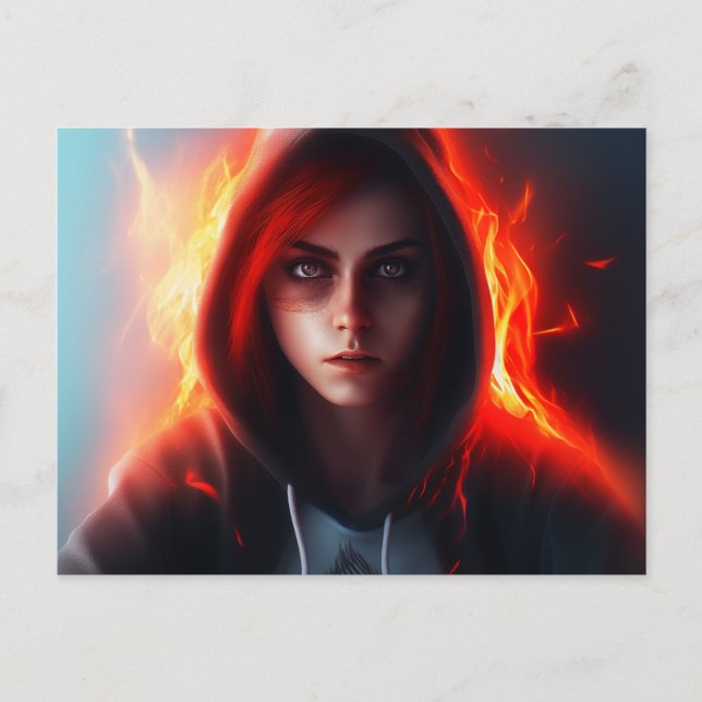 Carte postale fille super-heros (Devant)