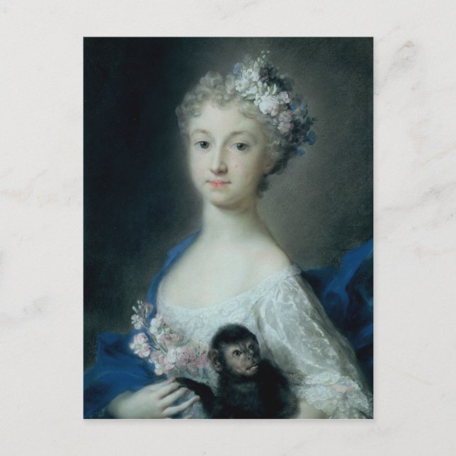 Carte Postale Fille tenant un singe (Devant)