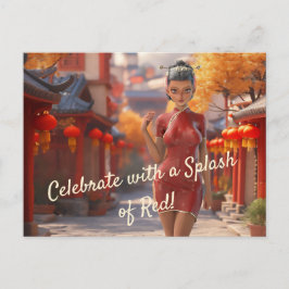 Carte Postale Fille Toon Exotique Fête le Nouvel An Chinois