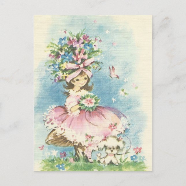 Carte Postale Fille vintage (Devant)