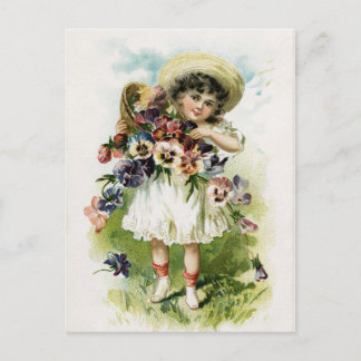 Carte Postale Fille vintage avec lunettes