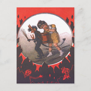 Carte Postale Fille volant une pomme à Krampus