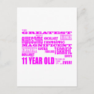 Carte Postale Filles 11e anniversaire : Rose Plus Grand 11 Ans