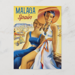 Carte Postale Filles à Malaga Beach, Espagne