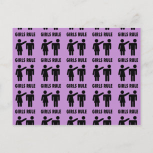 Carte Postale Filles Amusantes Règle Purple Girl Puissance Fémin