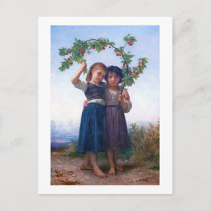 Carte Postale Filles avec la Branche Cerise, Bouguereau