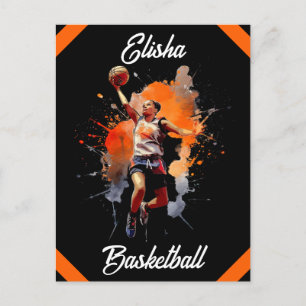 Carte Postale Filles Basketball Aquarelle Personnalisée