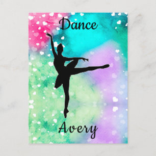 Carte Postale Filles Danse Aquarelle avec Coeurs flottants
