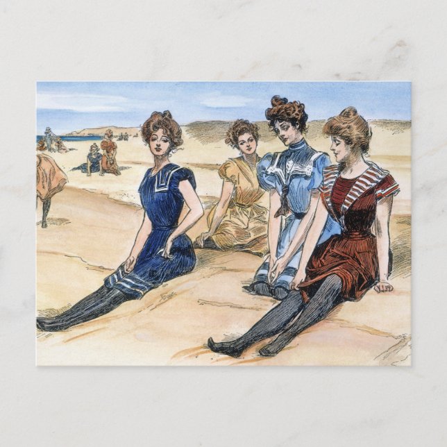 Carte Postale Filles de Gibson sur la plage, 1900 (Devant)