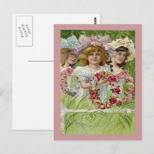 Carte Postale Filles de la journée de décoration vintage, ZSSG