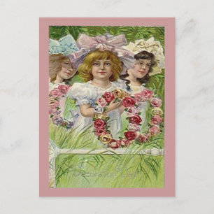 Carte Postale Filles du Jour de la Décoration vintage, ZSSG
