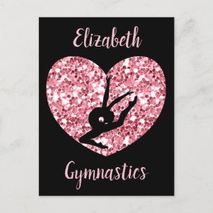 Carte Postale Filles Gymnastique Rose Or personnalisé