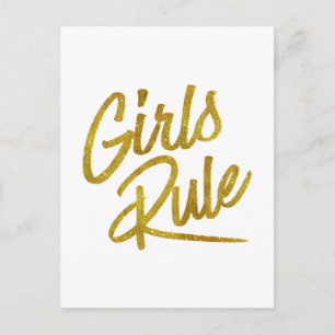 Carte Postale Filles Règle Gold Faux Foil Parties scintillant mé