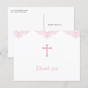 Carte Postale Filles roses Baptême/Merci du baptême
