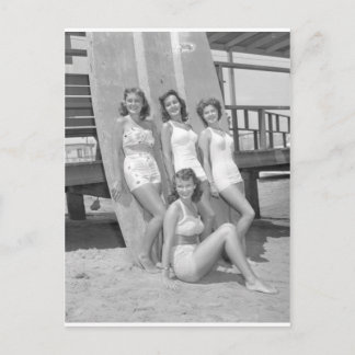 Carte Postale filles surfeuses vintage