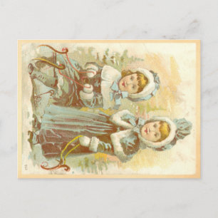 Carte Postale Filles victoriennes en traîneau