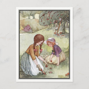Carte Postale Filles vintages en Orchard par Anne Anderson