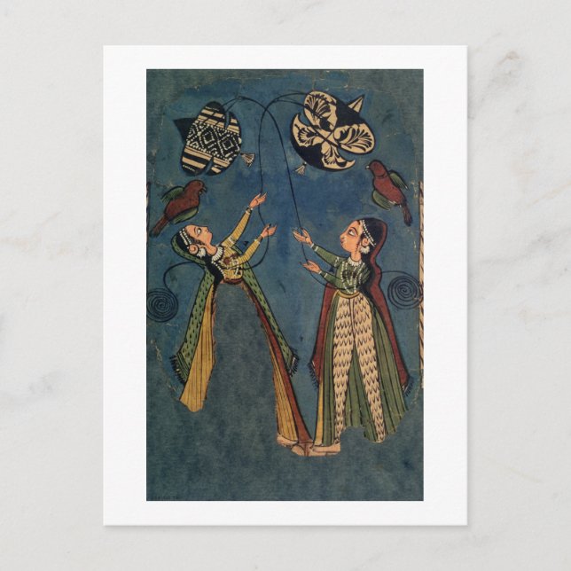 Carte Postale Filles volant des cerfs-volants, Kulu peinture fol (Devant)