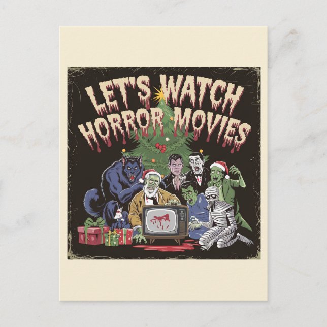Carte Postale Films d'horreur rétro de Noël éffrayant (Devant)