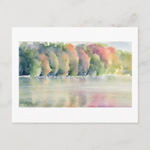 Carte Postale Fine Art - Lac d'automne, aquarelle