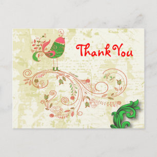 Carte Postale Fine Cool mignonne Girl Retro Mode florale